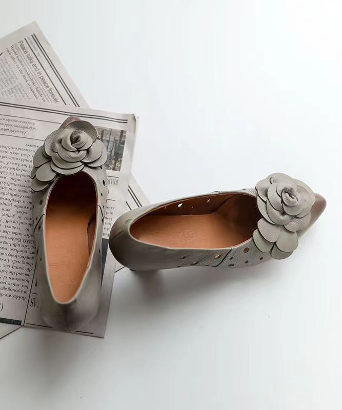 Grey High Heels Splicing Hollow Out Pointed Toe