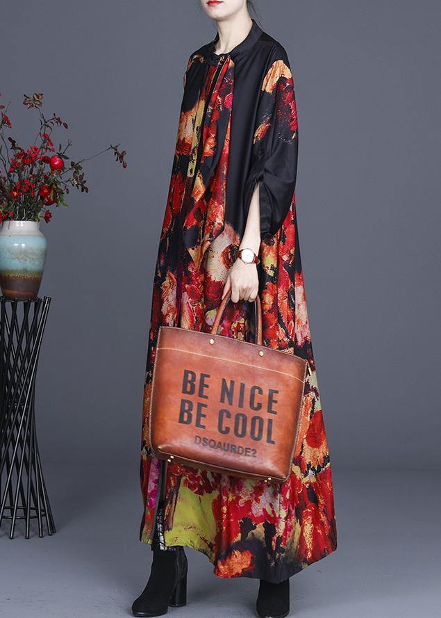 Organic Black Print Button Summer Spring Dress