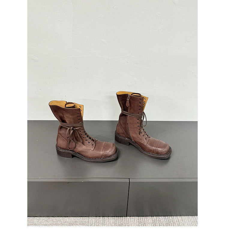 Buckle Below the Knee Retro Lace Boots
