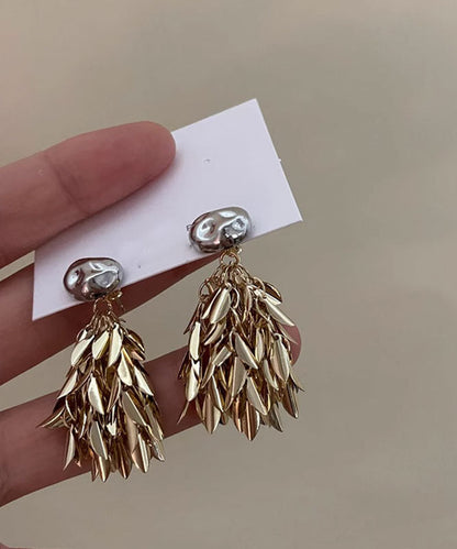 Gold Sterling Silver Overgild Tassel Drop Earrings