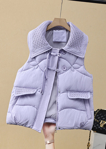 Pink Zip Up Patchwork Fine Cotton Filled Vest Sleeveless