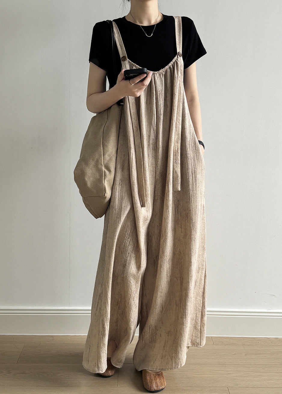 Light Khaki Pockets Jumpsuits Summer