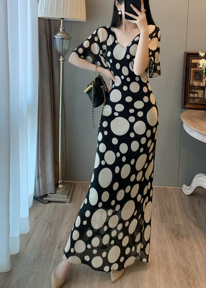 Black Print Chiffon Vacation Dresses Summer