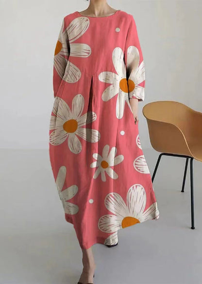 Blue Print Wrinkled Maxi Dress Spring