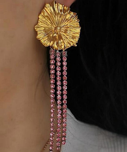 Stylish Golg Overgild Zircon Tassel Drop Earrings