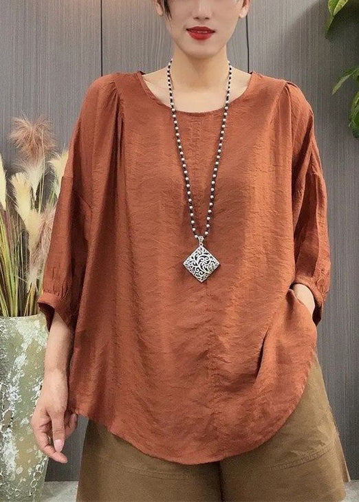 Green Ruffled Lace Up Linen T Shirt Batwing Sleeve