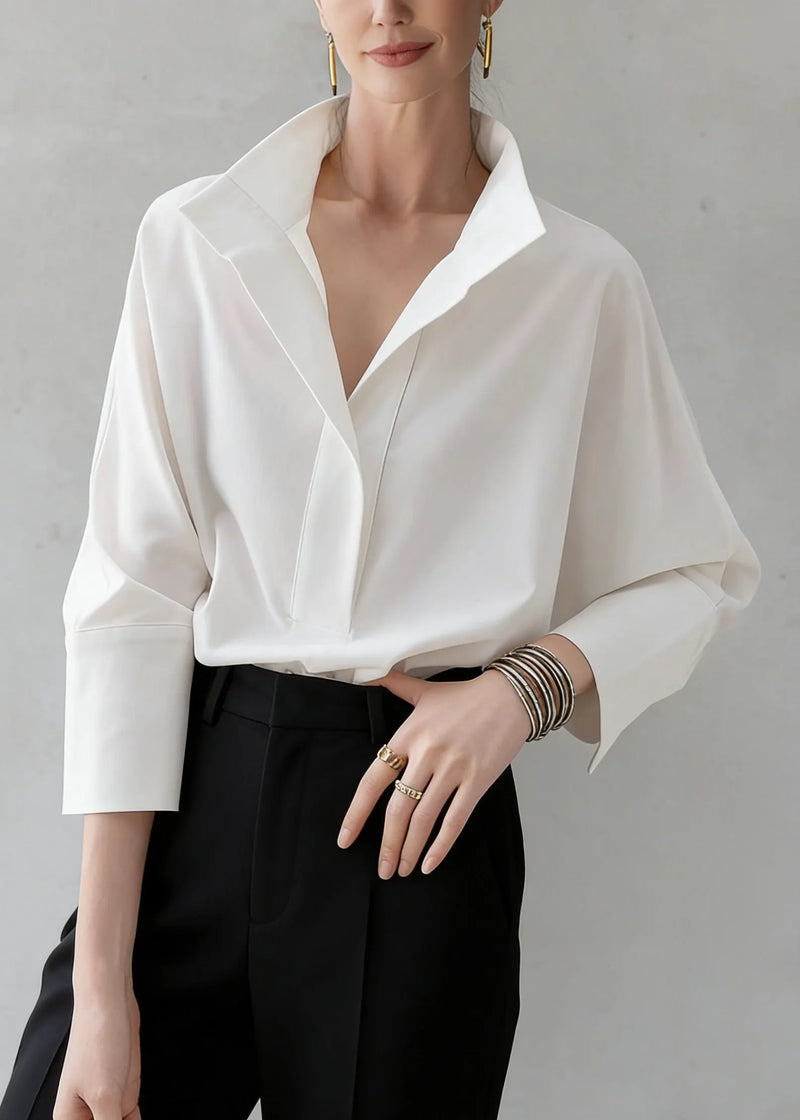 Unique White Peter Pan Collar Cotton Shirt Tops Summer