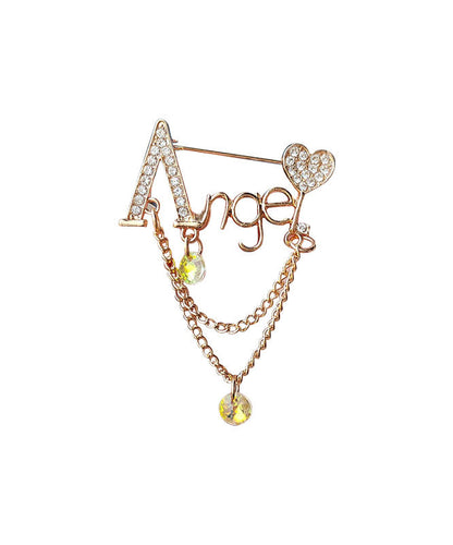 Alloy Inlaid Graphic Zircon Chain Tassel Brooches