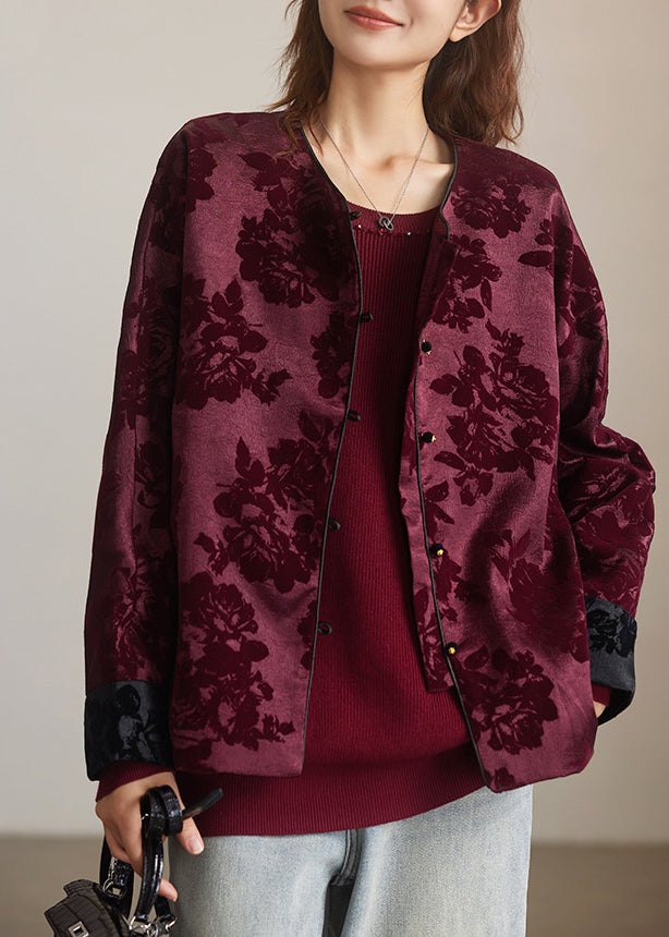 Purple O-neck Patchwork Coats Spring