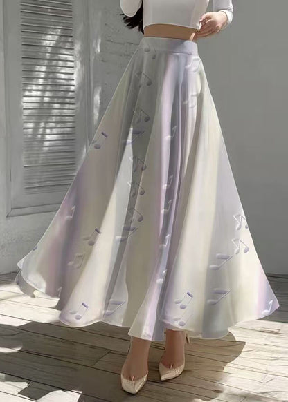 Unique Gradient Purple Musical Note Print Chiffon Skirts Summer