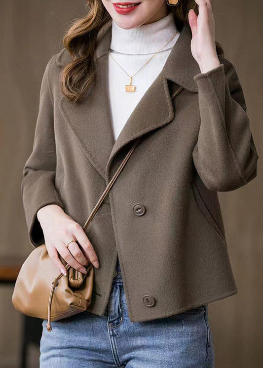 Art Brown Button Woolen Coat Fall
