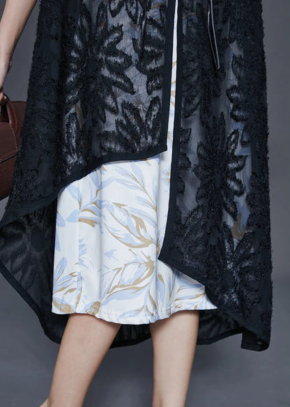 Modern Black Asymmetrical Chiffon Loose Vest Summer