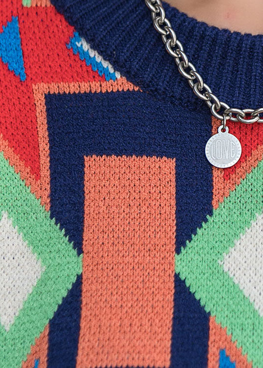 O-neck Plaid Fall Knit Long Sleeve Dresses