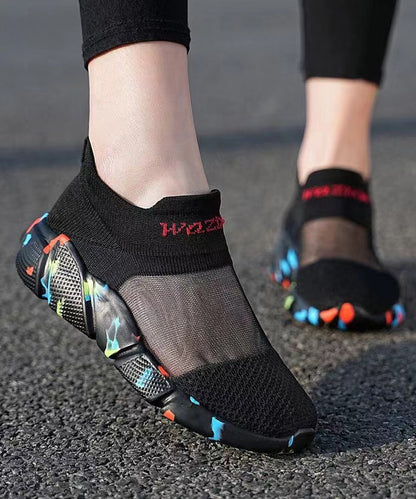 Soft Soled Black Camouflage Sports Shoes With a Mesh