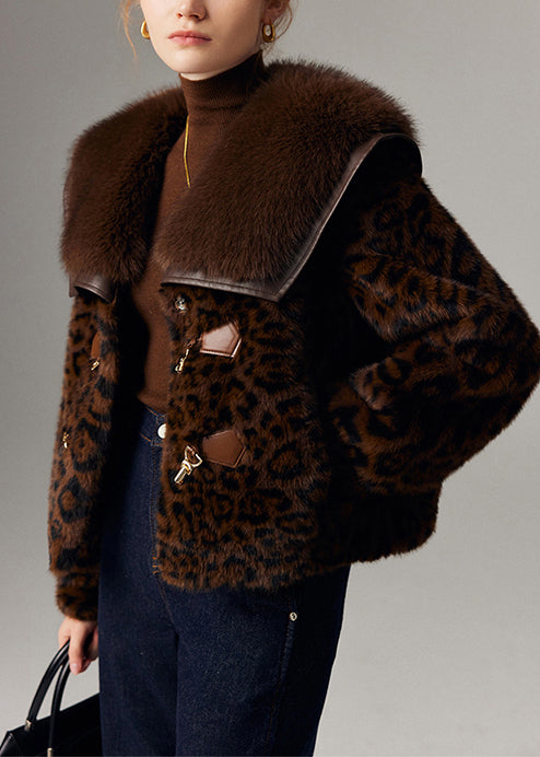 Chocolate Leopard Patchwork Mink Velvet Jacket Winter