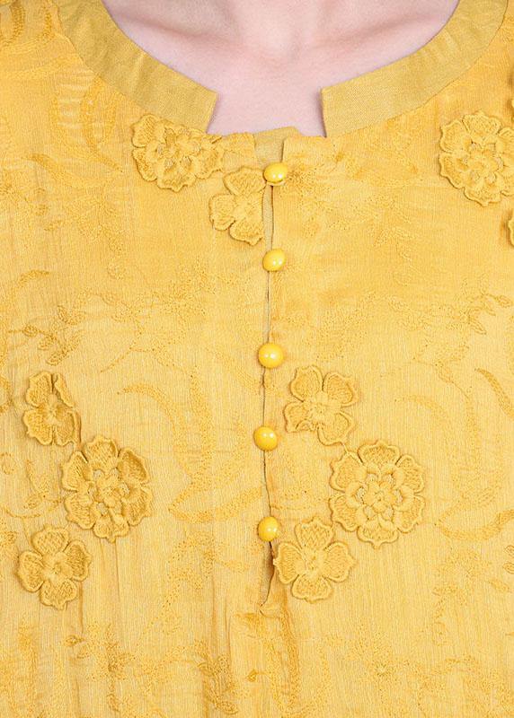 Yellow 3d Summer Linen Dress