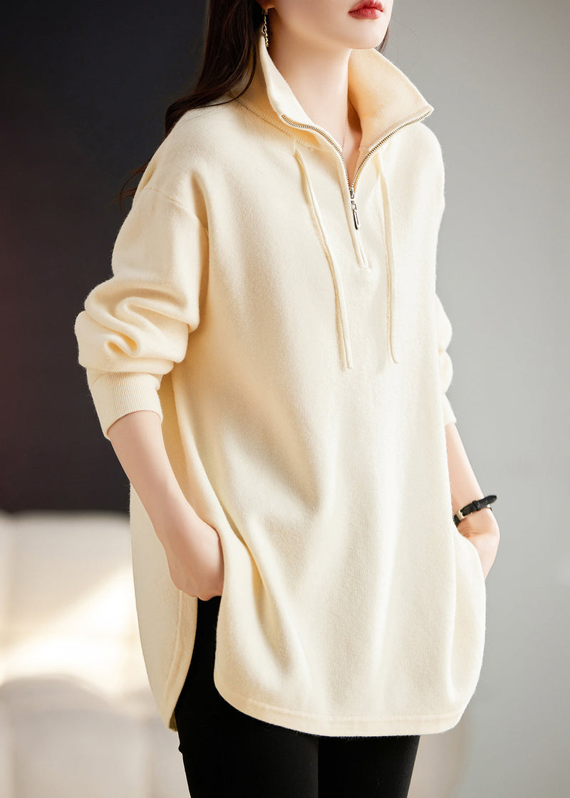 Yellow Zip Up Patchwork Knit Sweatshirt Top Fall