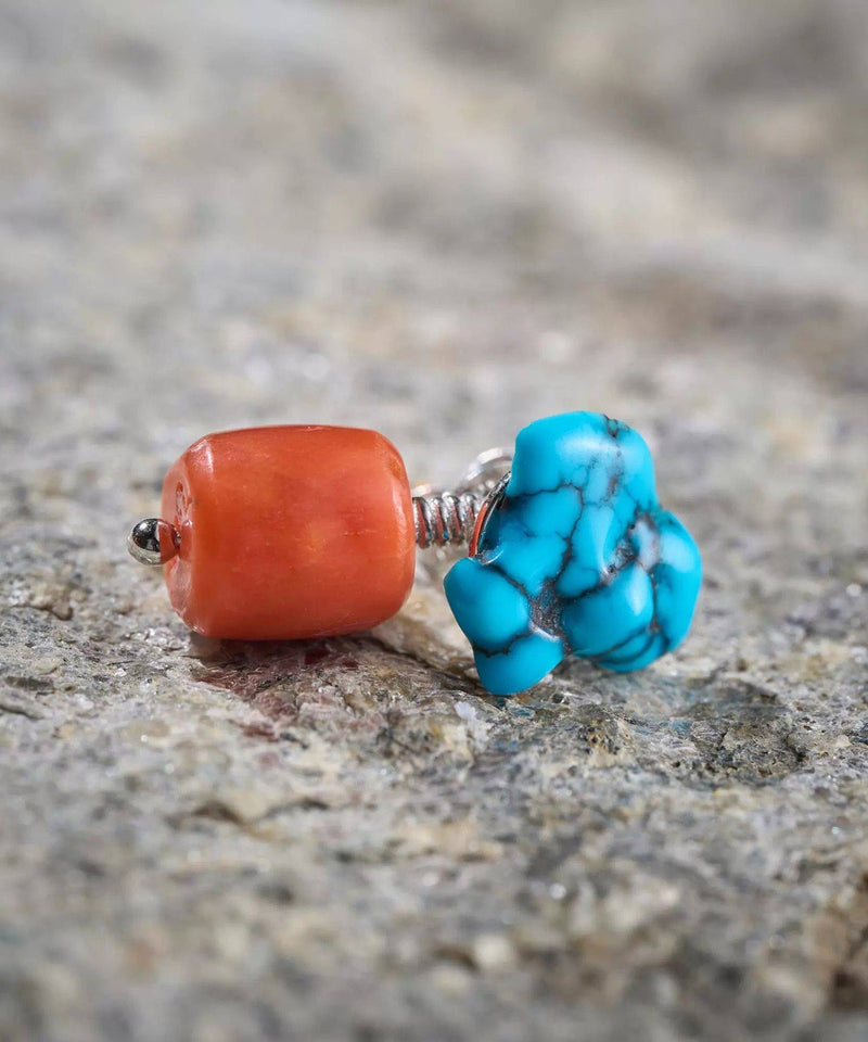 Chinese Style Colorblock Alloy Turquoise Drop Earrings