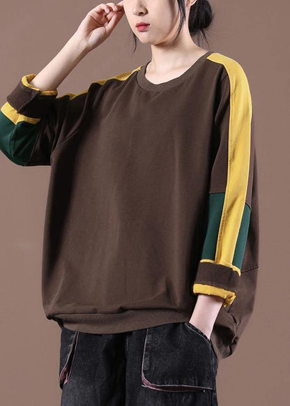 Chocolate O-neck Sweatshirts Tracksuits