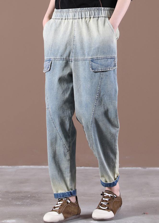 French Spring Wide Leg Pants Unique Blue Work Pant