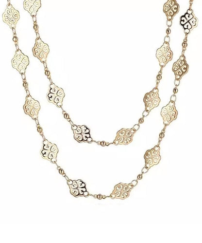 Gold Copper Overgild Hollow Out Carving Necklace