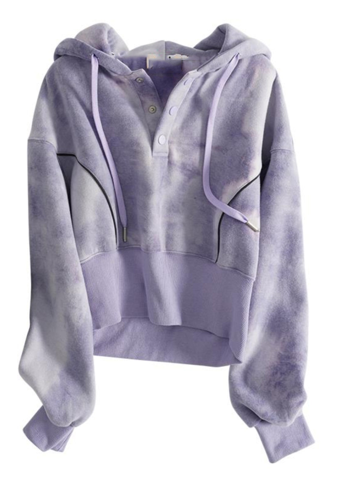 Grey Tie Dye Drawstring Hooded Sweatshirts Top Spring