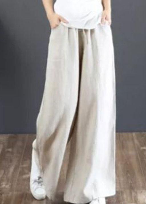 Color Elastic Waist Drawstring Wide Leg Pants With Pocket