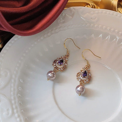 Savannah Amethyst Pearl Earrings