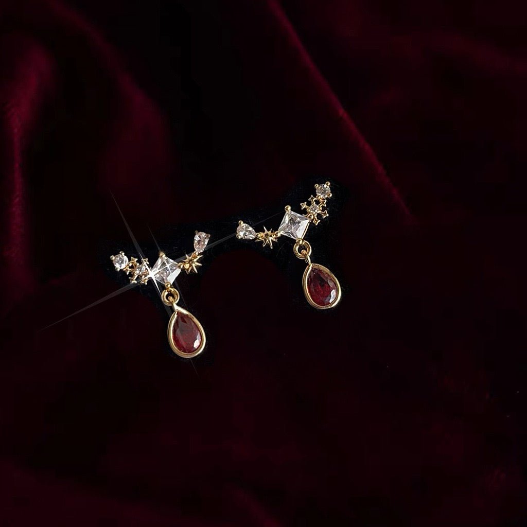 Yasmine Ruby Baroque Earrings