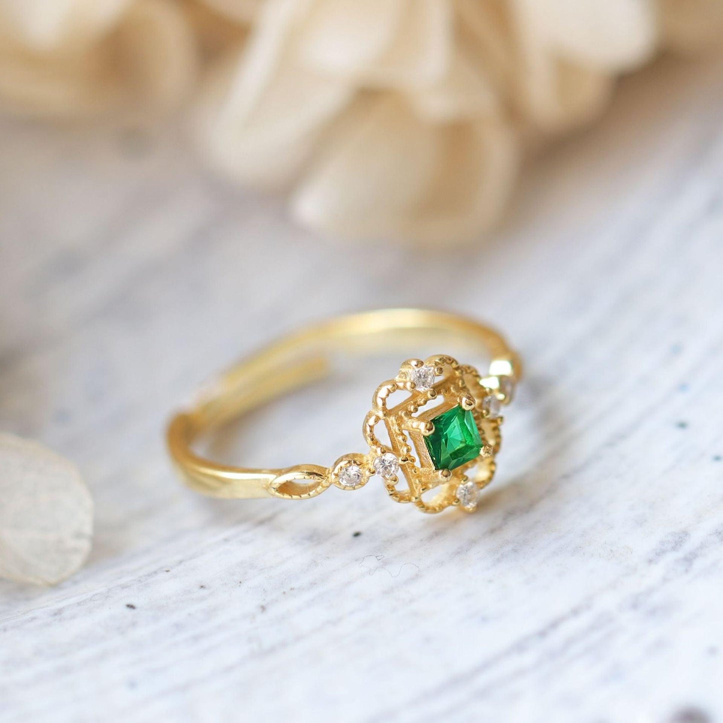 Baroque Emerald Ring
