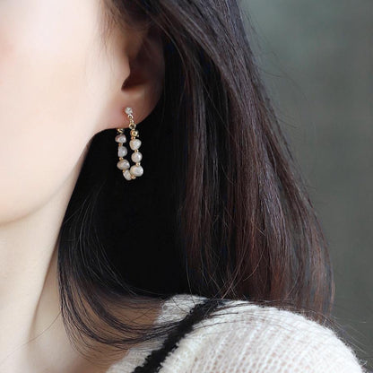 Baroque Pearl Hoop Earrings