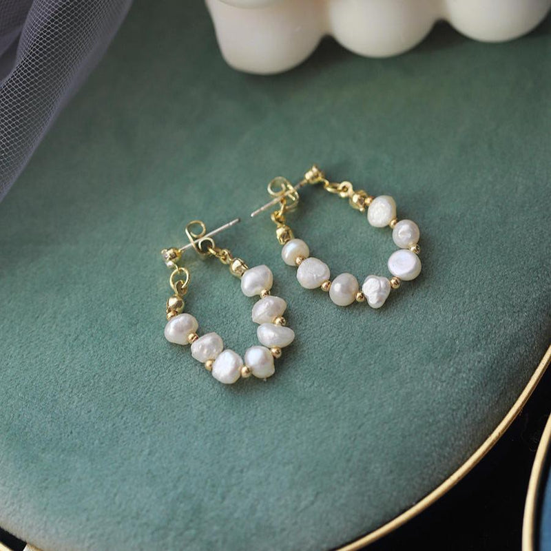 Baroque Pearl Hoop Earrings