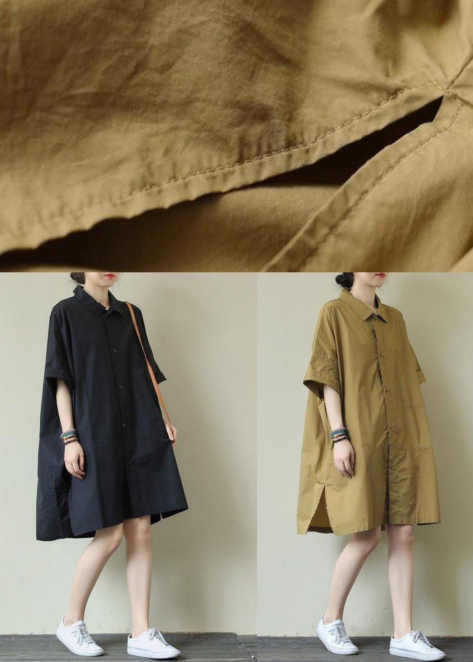 Handmade Black Dress Lapel Summer Clothes Ideas