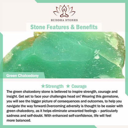 Buddha Stones Green Chalcedony Fox Pattern Courage Necklace Pendant