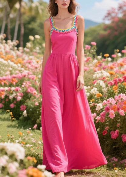 Rose Patchwork Lace Cotton Robe Dresses Summer