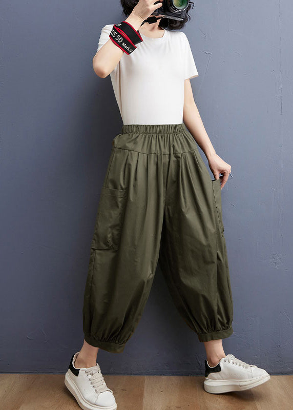 Army Green Pocket Patchwork Harempants Spring