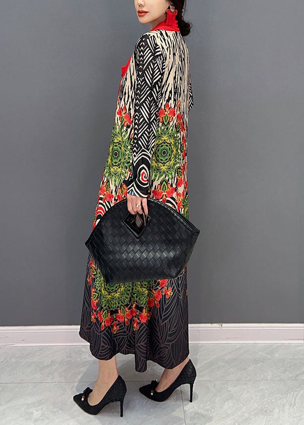 Red Asymmetrical Patchwork Print Maxi Dress Spring