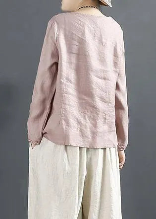 O Neck Blouse Ideas Pink Embroidery Tops