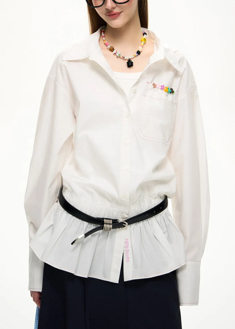 White Shirt Peter Pan Collar Button Fall