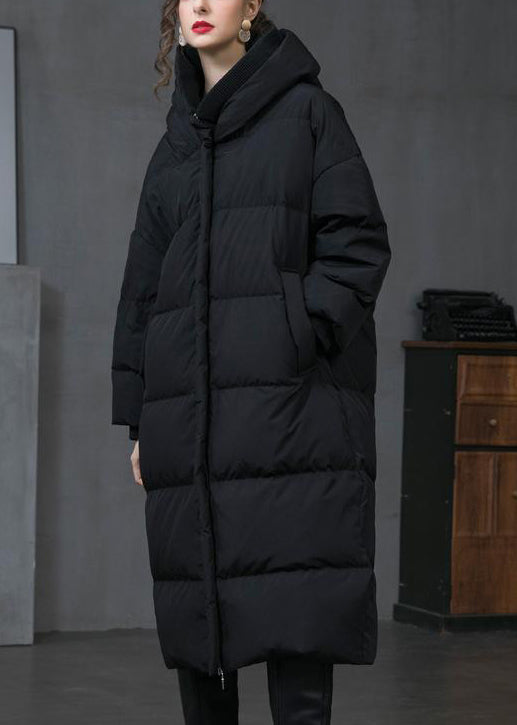 Orange Hooded Zip Up Duck Down Down Coat Long Sleeve