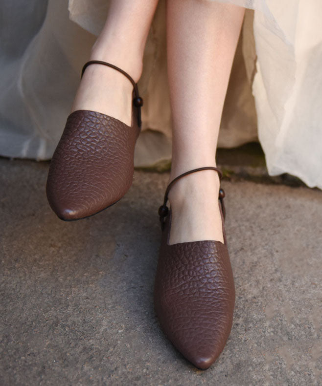 Sheepskin Splicing Flat Shoes for Pointed Toe Buckle Strap