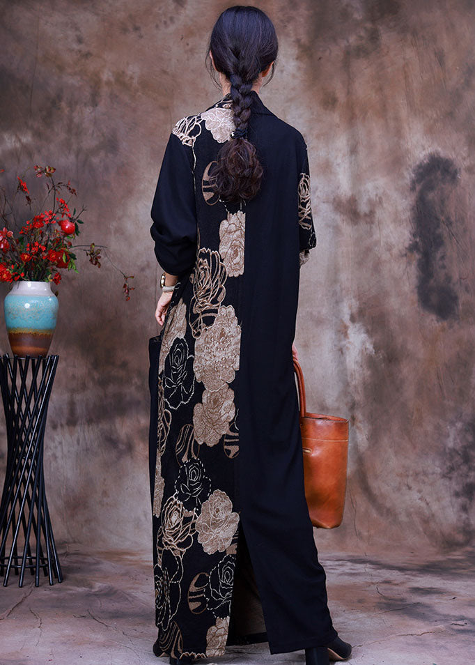 Vogue Colorblock Asymmetrical Print Chiffon Long Dress Spring