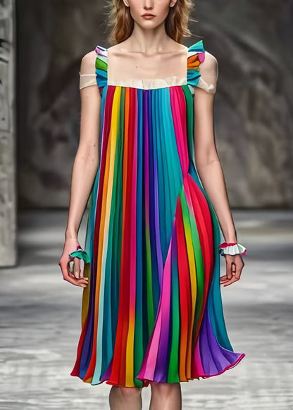 Rainbow Oversized Wrinkled Cami Dress Summer