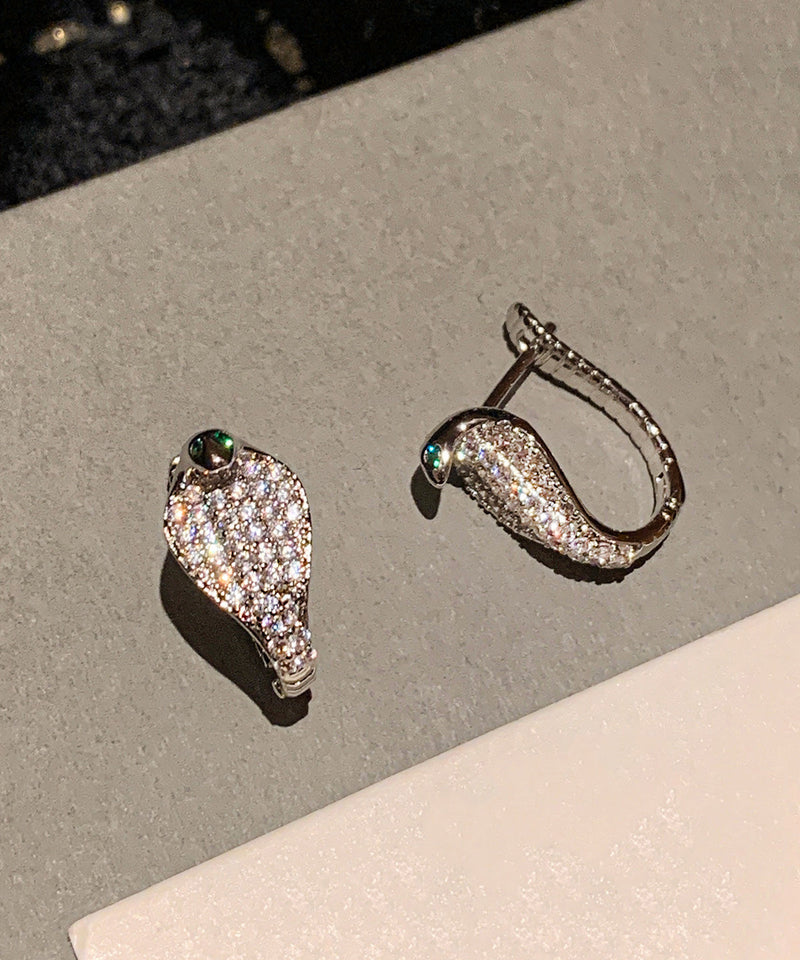 Silvery Zircon Sparkling Stud Earrings