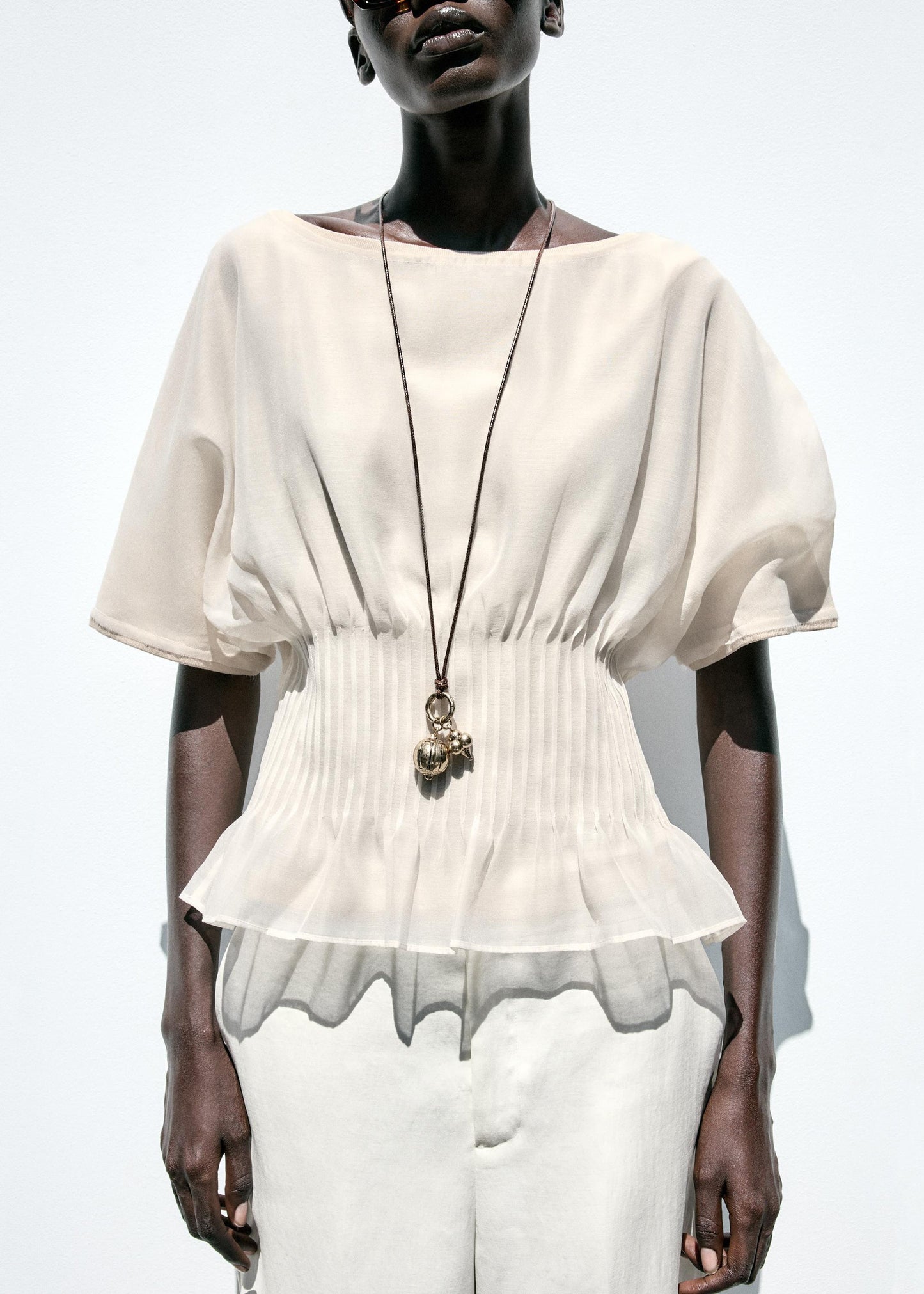 Beige Wrinkled Tulle Patchwork Cotton Knit T Shirts Summer