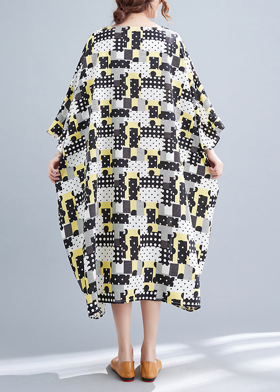 Yellow O-neck Holiday Maxi Dress Spring
