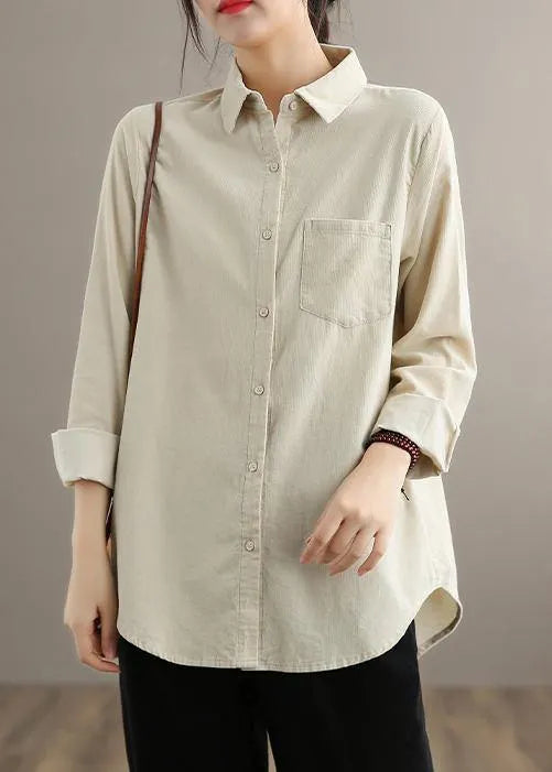 Lapel Pockets Spring Tops Blouses Inspiration Nude Blouses