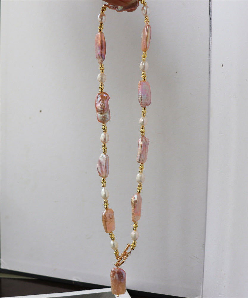 Gold Sterling Silver Alloy Pearl Pendant Necklace