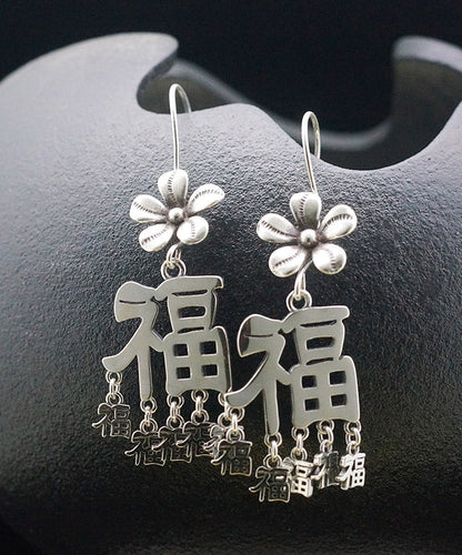 Silk Sterling Silver Blessing Tassel Drop Earrings