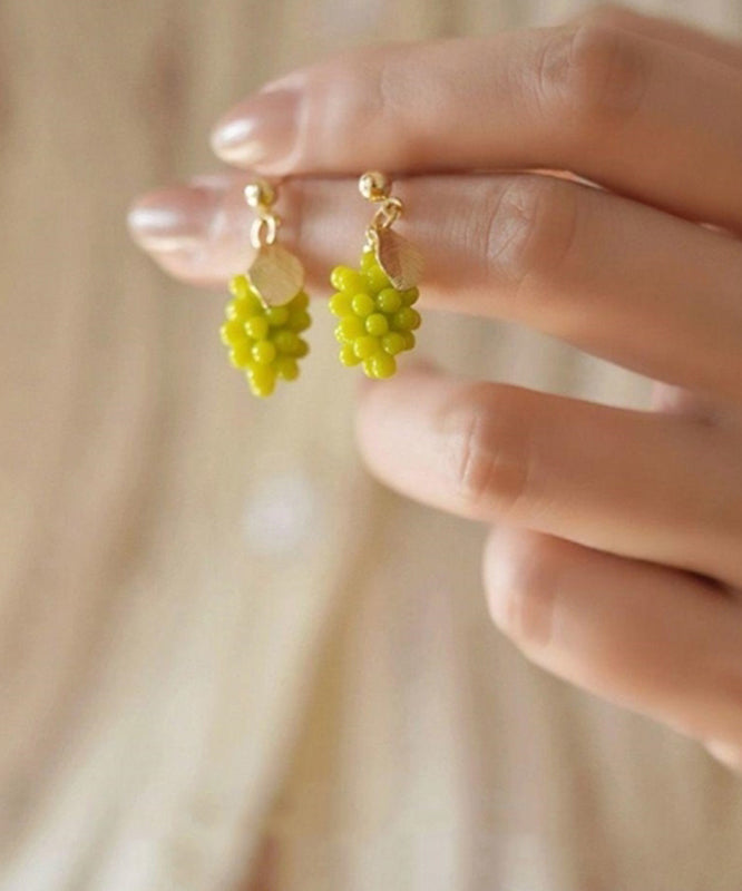 Diy Green Sterling Silver Overgild Grape Drop Earrings